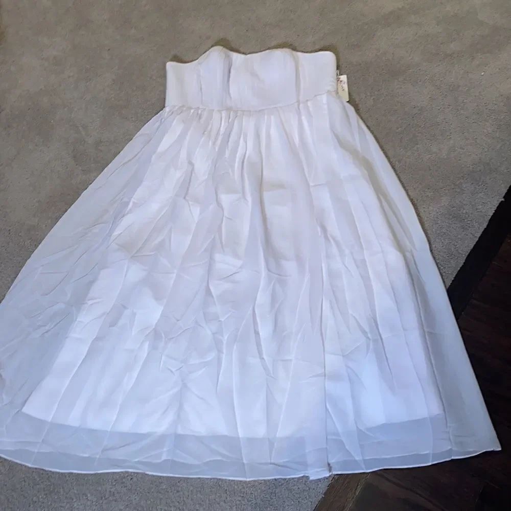 Women’s Elegant White Strapless Full Length Chiffon Prom Party Formal Dress XXXL